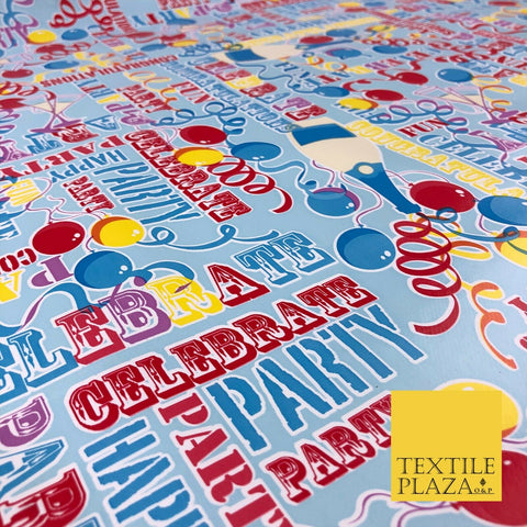 BLUE Party Celebration Balloons PVC VINYL Tablecloth Oilcloth Wipe Clean 1262