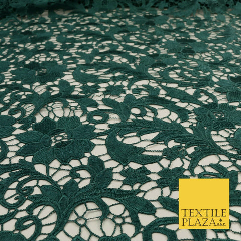 FOREST GREEN Luxury Webbed Flower Guipure Lace Dress Fabric Wedding Bridal 1589