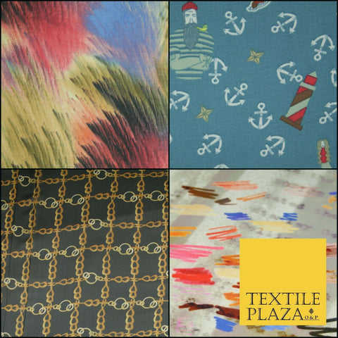 High Quality Anchors Chains Paint Explosions Printed Georgette Dress Fabric