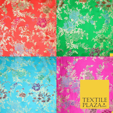 Traditional Oriental Chinese Brocade Metallic Floral Satin Jacquard Fabric 59"