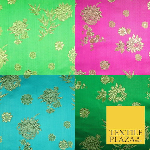 Traditional Oriental Chinese Brocade Metallic Floral Satin Jacquard Fabric 59"