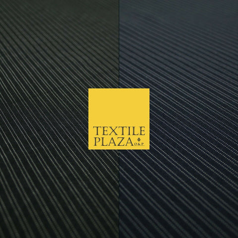 Black Navy Blue White Double Dotted Tramline Striped Bi-Stretch Fabric 56" Wide