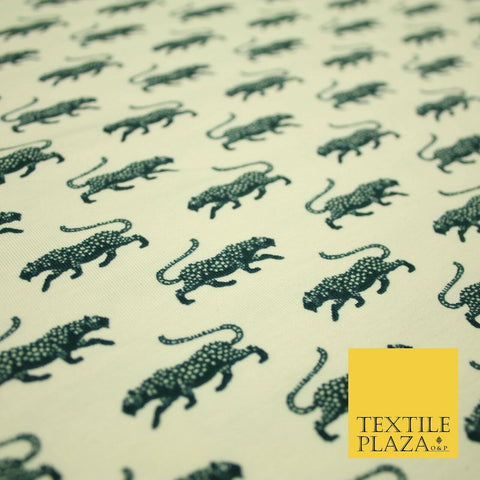 CREAM Leopard Cheetah Big Cat Printed Soft Cotton Jersey Stretch Fabric 59" 4973