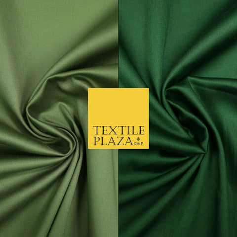 Olive / Bottle Green Premium Plain COTTON Sateen Fabric Suits Shirts Trousers59"