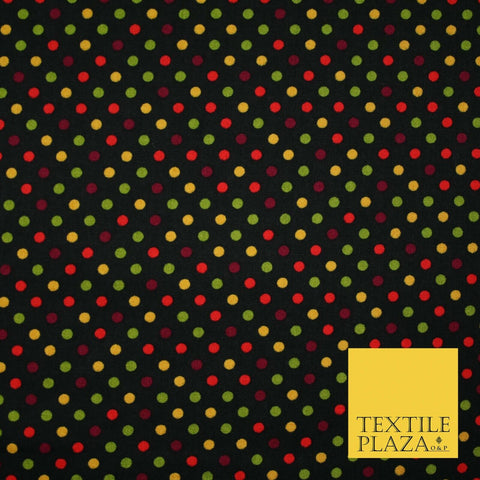 Black Multicolour Spots Polka Printed 100% Cotton Poplin Dress Fabric 59" 5535