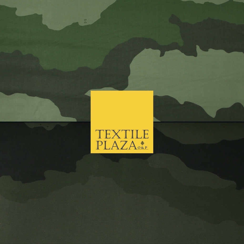 Green Oversized Wave Camouflage Cotton Fine Canvas Fabric Army Military Camo 59"