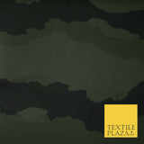 Green Oversized Wave Camouflage Cotton Fine Canvas Fabric Army Military Camo 59"