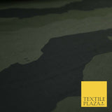 Green Oversized Wave Camouflage Cotton Fine Canvas Fabric Army Military Camo 59"