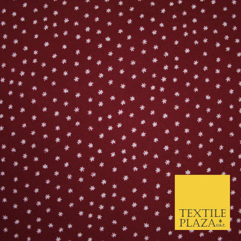 Maroon / White Millions Stars Printed Poly Cotton Fabric Polycotton Craft 6389