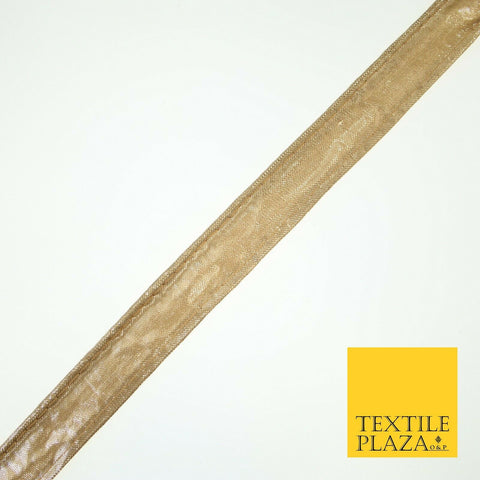 Gold Soft Metallic Foil Lame Shiny Fabric Trim Border Ribbon Lace 2cm Wide X592