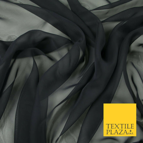 Premium Quality Dull Navy Blue Plain Solid Chiffon Fine Georgette Fabric44" 7097