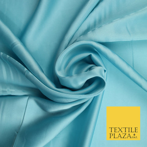 Aqua Blue Fine Silky Smooth Liquid Sateen Satin Dress Fabric Drape Lining Material 7886