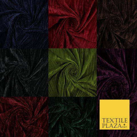 8 COLOURS - Pleated Soft Micro Velvet Fabric Dress Craft Material 45" Wide