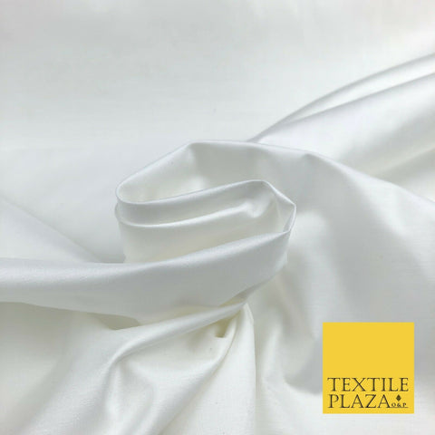 Luxury Soft Ultra High Quality WHITE Plain Poly Cotton Fabric Dress Craft - 1449