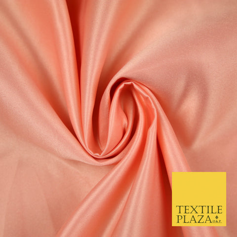 BRIGHT DEEP PEACH Luxury Plain Smooth Matt Duchess Satin Fabric Material Bridal Wedding Dress 58" 5631