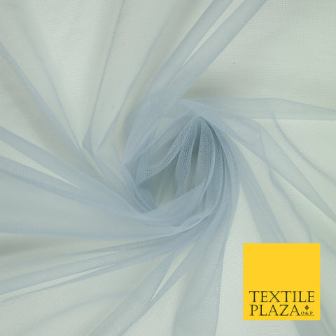CLOUD GREY Premium Soft Plain Sheer Tulle Net Fabric Tutu Fairy Veil Bridal 45" Wide 6869